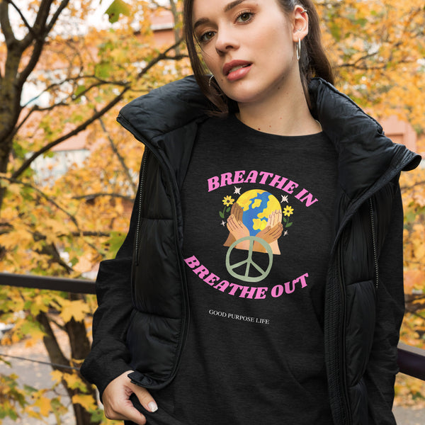 Breathe In Breathe Out Black Long-Sleeve Shirt