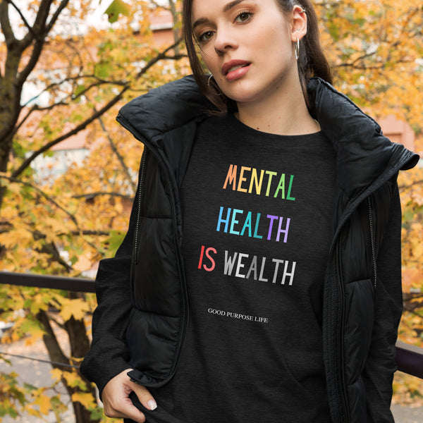 Mental Health Is Wealth Black Long-Sleeve Shirt