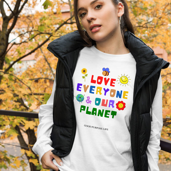 Love Everyone & Our Planet White Long-Sleeve Shirt